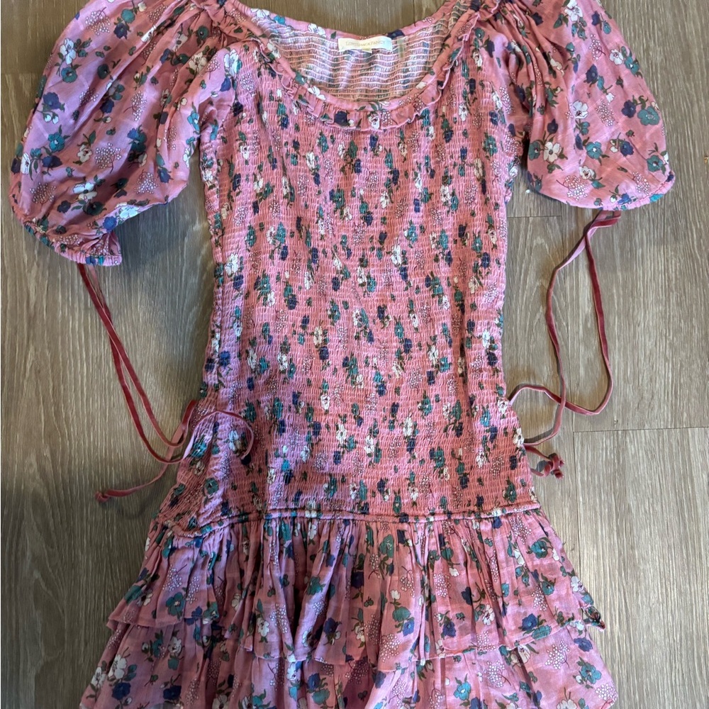 LoveShackFancy Pink Mini Dress Smocked